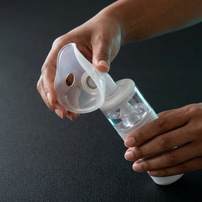 Step 2: Attaching the silicone mask or mouthpiece onto the nozzle